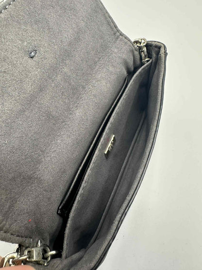 Fendi Nappa Leather & Fox Fur Micro Buggie Baguette Bag