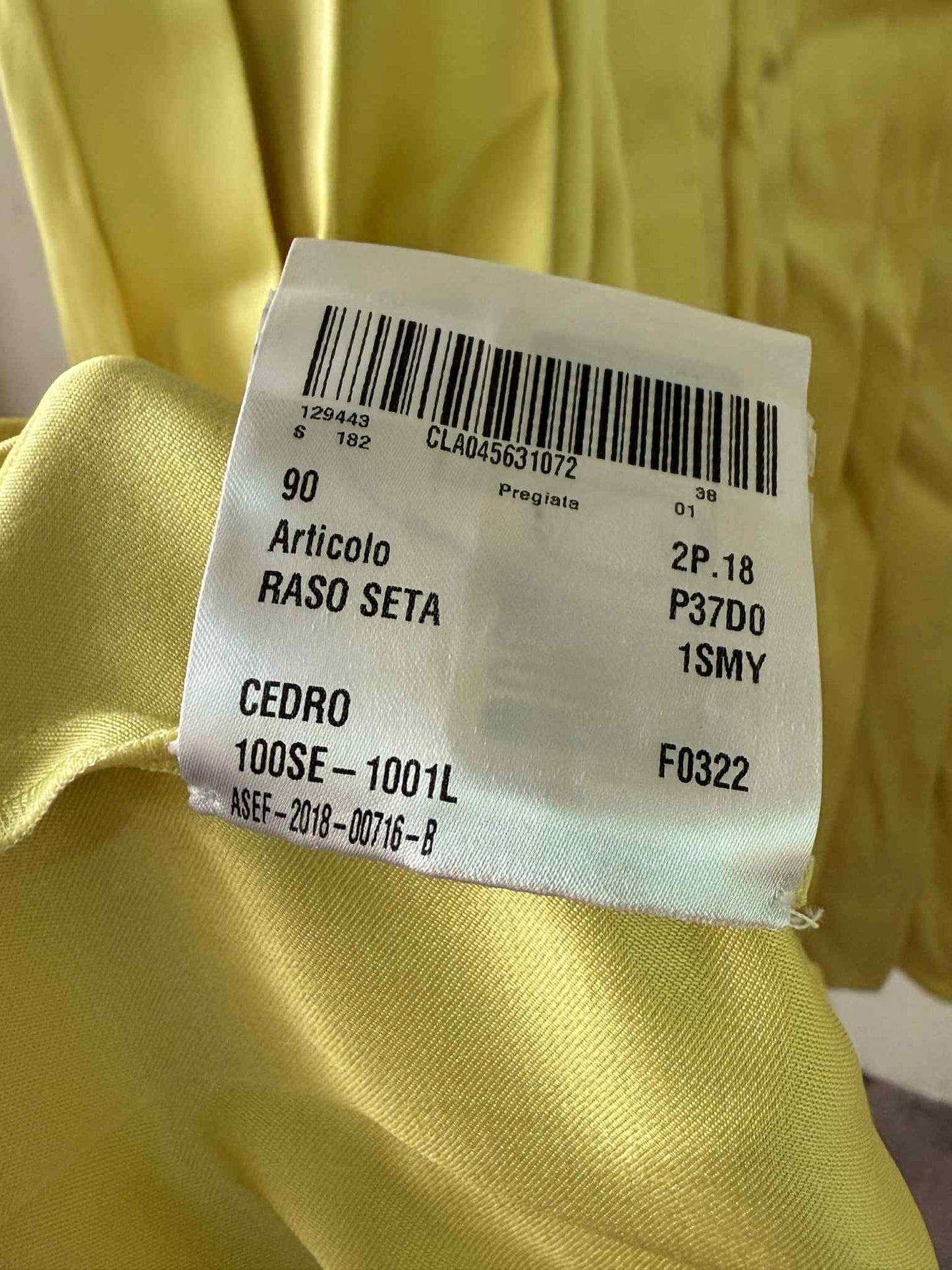 SS2018 Prada Yellow Silk Dress