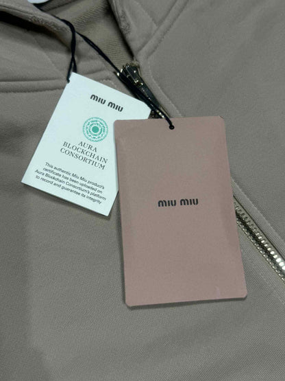 Miu Miu Albino Garment-Dyed Cotton Fleece Hoodie Jacket