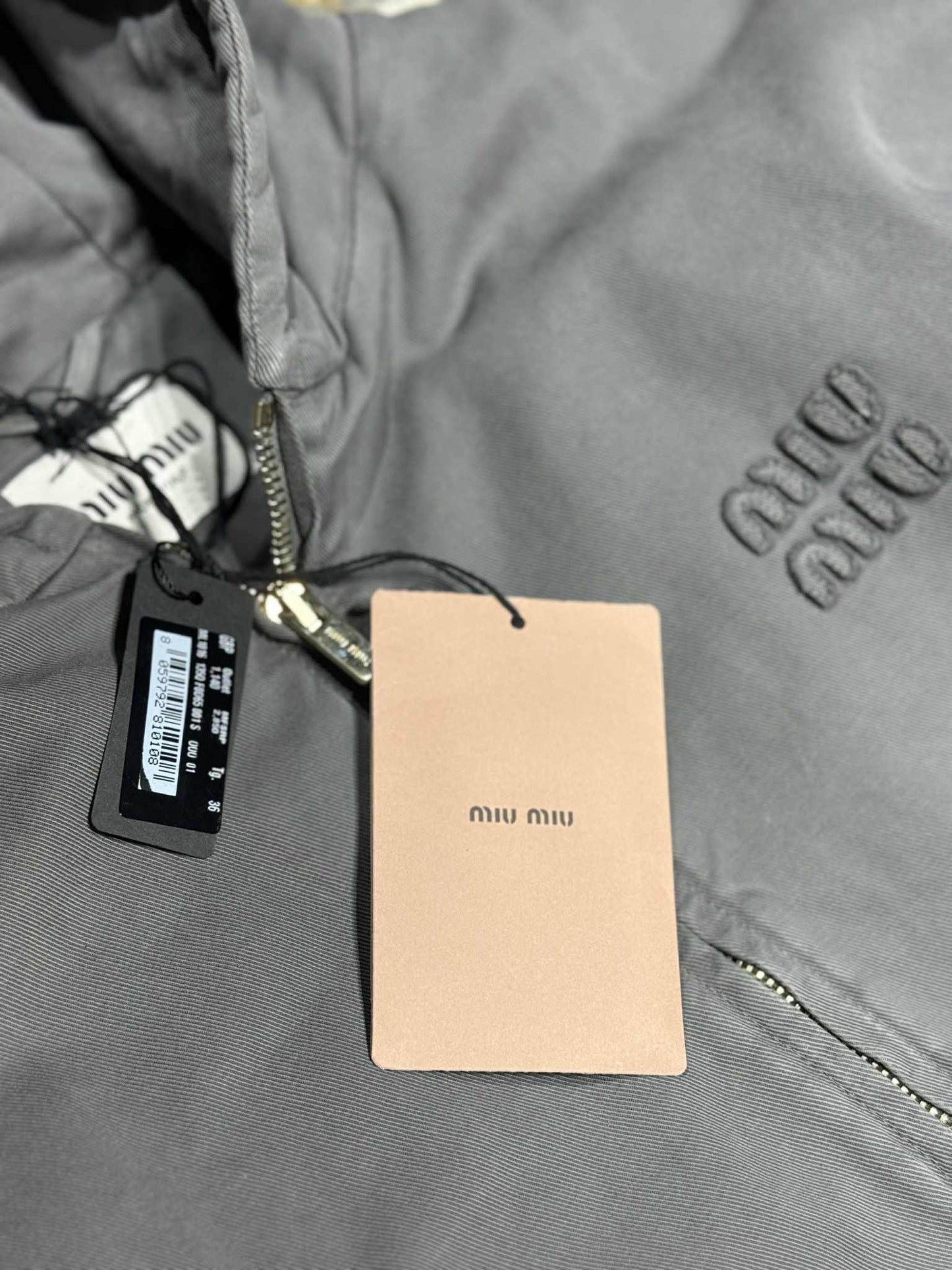 Miu Miu Garment-Dyed Blouson Jacket With Embroidered Logo