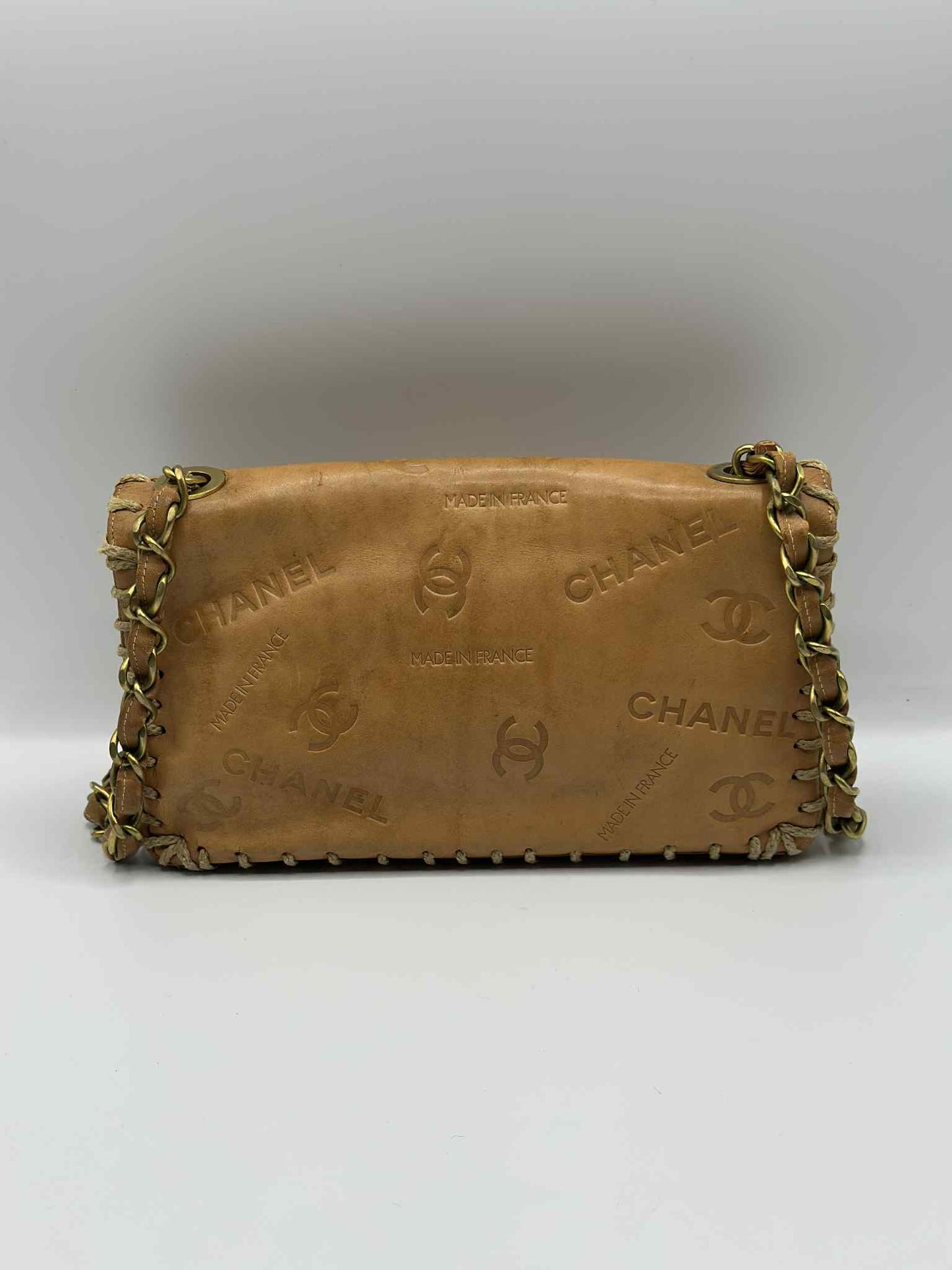 Chanel Debossed Logo Calfskin Half Flap Gold Coco Mark