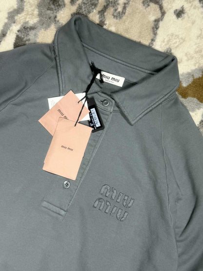 Miu Miu Gray Garment-Dyed Cotton Fleece Sweatshirt