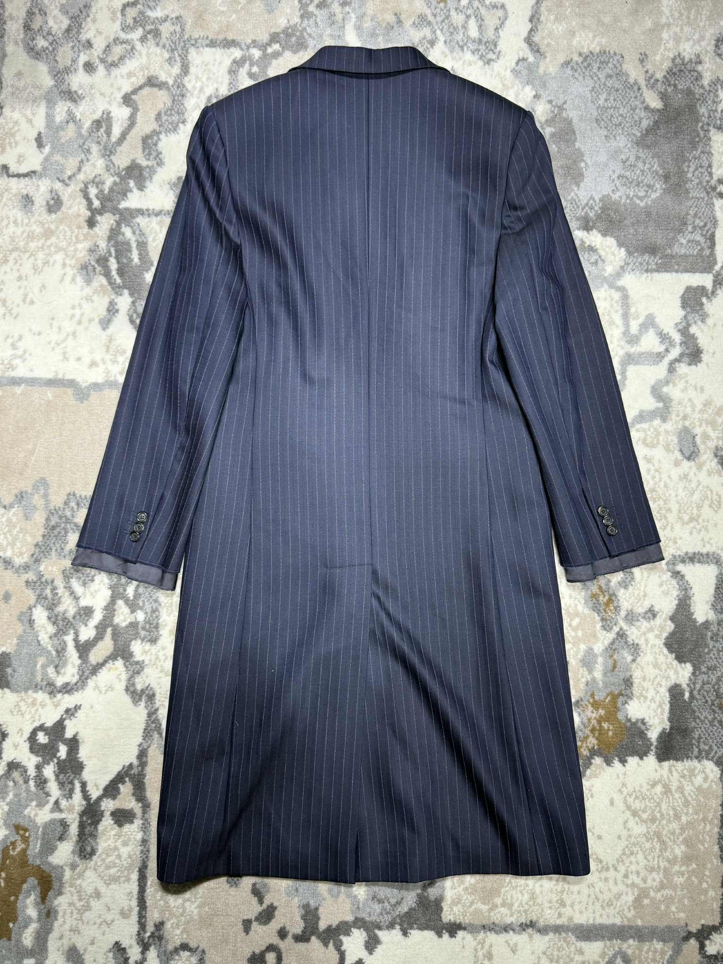 Miu Miu Bleu Single-Breasted Pinstripe Coat