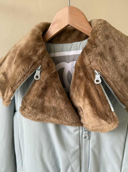 Chanel Sports Fall 2001 Blue CC Logo Fur Bomber Jacket