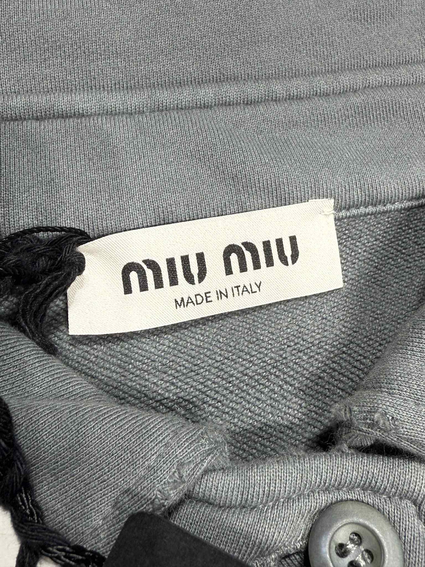 Miu Miu Gray Garment-Dyed Cotton Fleece Sweatshirt