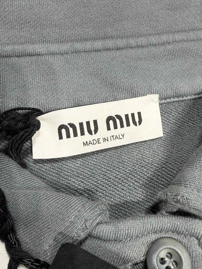 Miu Miu Gray Garment-Dyed Cotton Fleece Sweatshirt