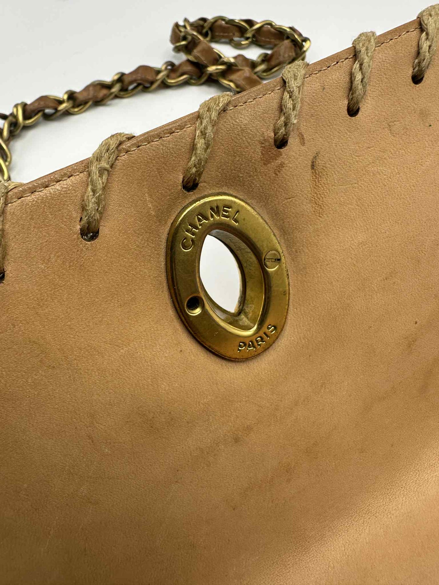 Chanel Debossed Logo Calfskin Half Flap Gold Coco Mark