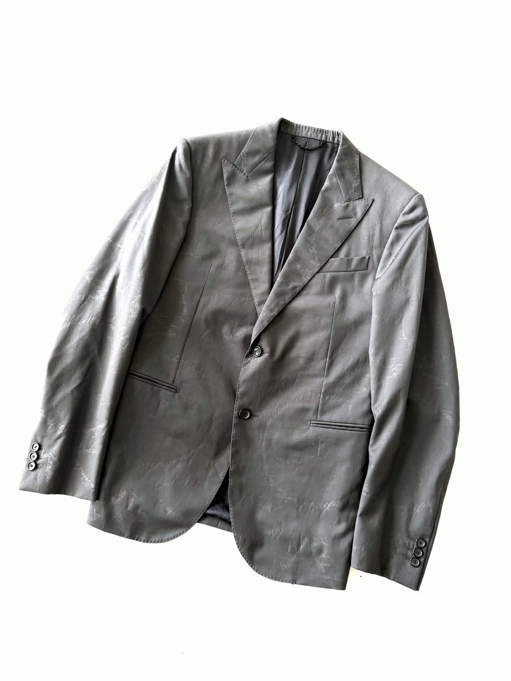Louis Vuitton Pont Neuf Jacquard Script Gray Suit