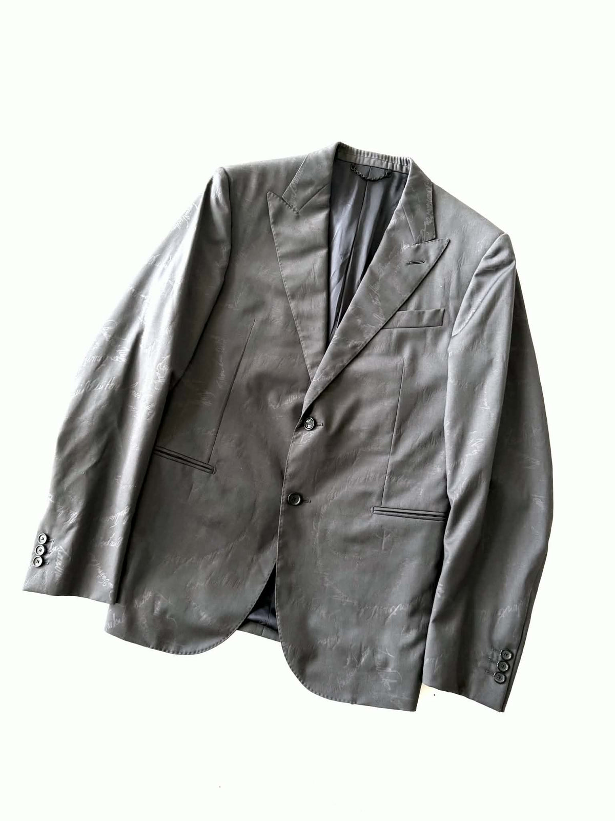 Louis Vuitton Pont Neuf Jacquard Script Gray Suit