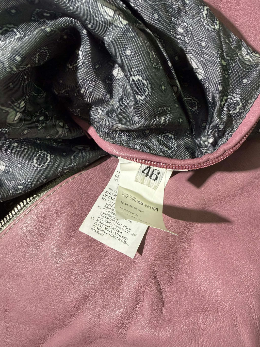 Dolce & Gabbana Dusty Pink Creased Leather Bomber Jacket