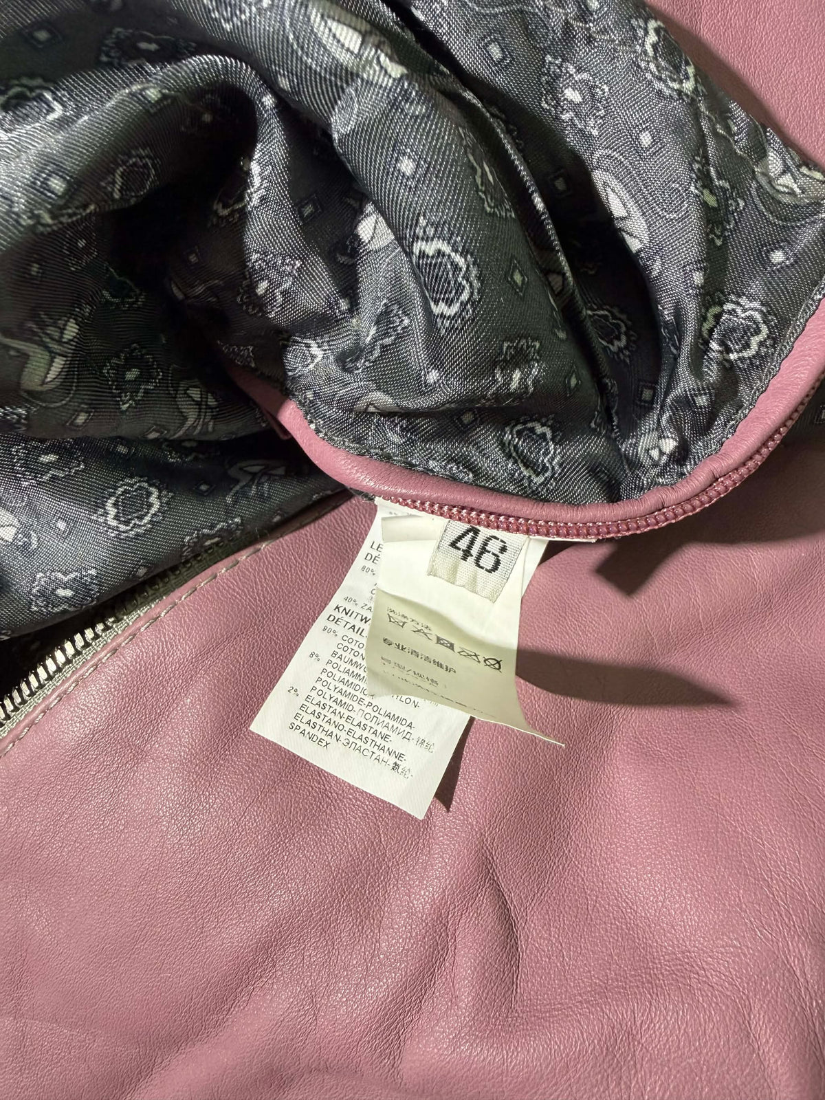 Dolce & Gabbana Dusty Pink Creased Leather Bomber Jacket