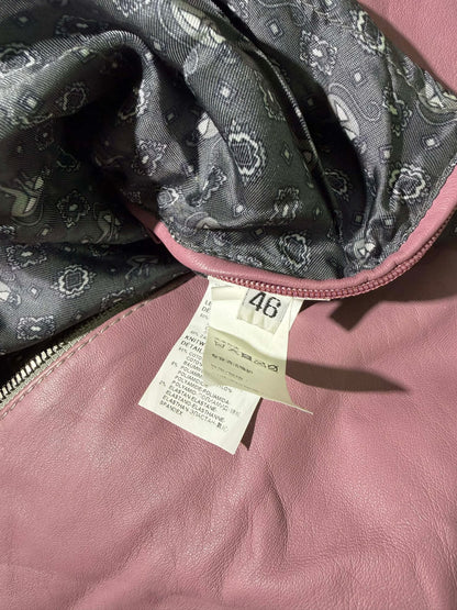 Dolce & Gabbana Dusty Pink Creased Leather Bomber Jacket