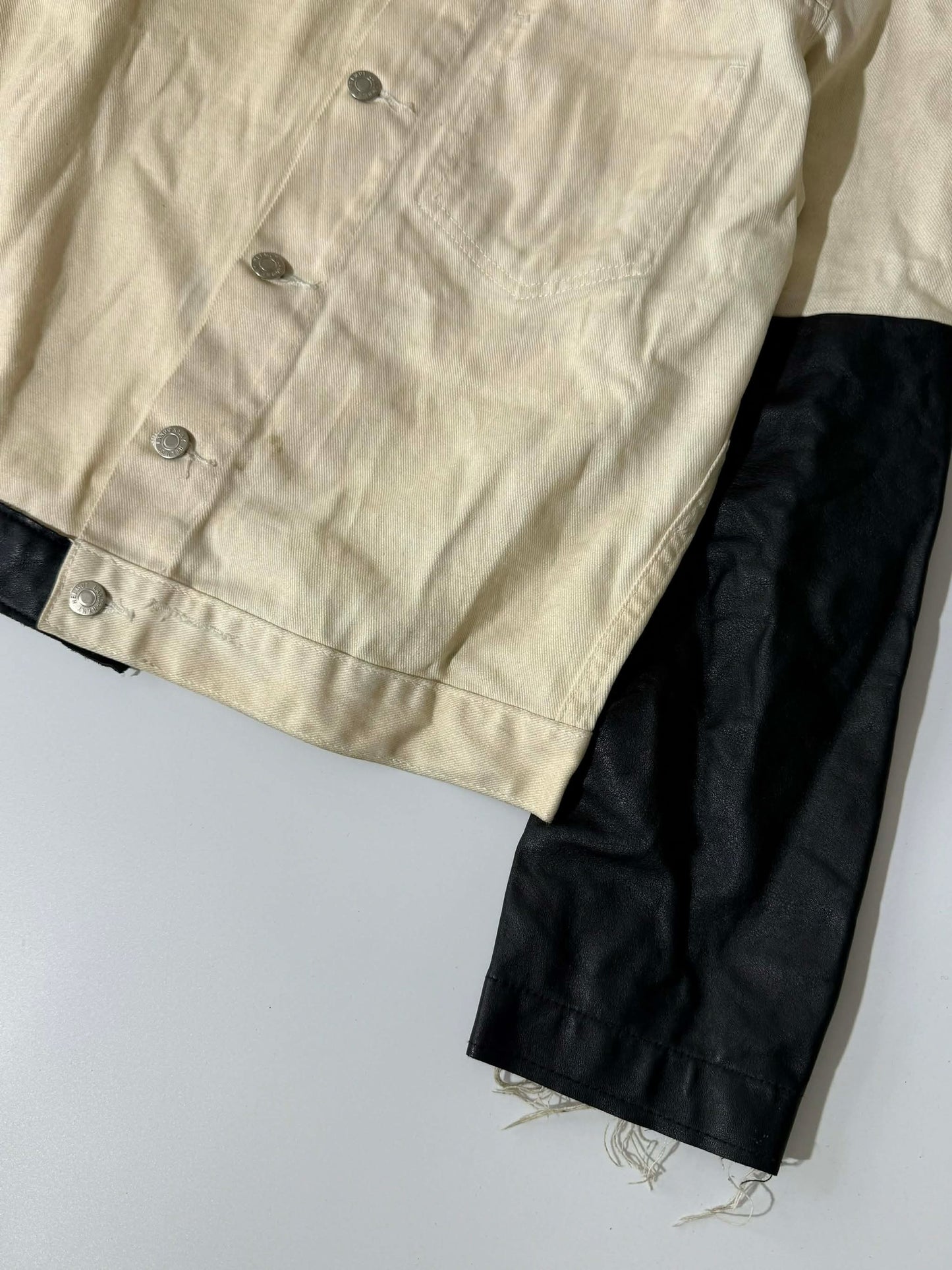 Helmut Lang 2003SS Leather Sleeve Denim Jacket