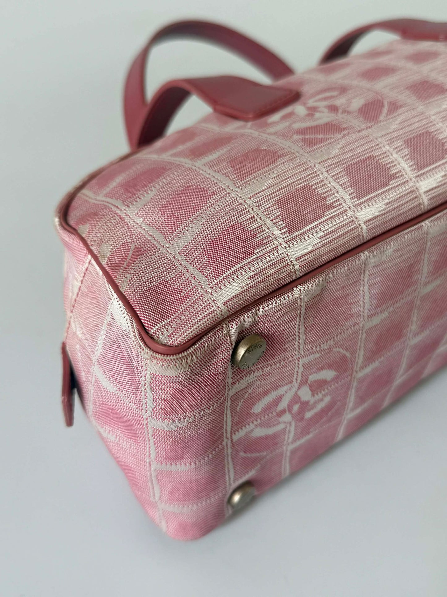 Chanel New Travel Line Pink Nylon Bowler Bag