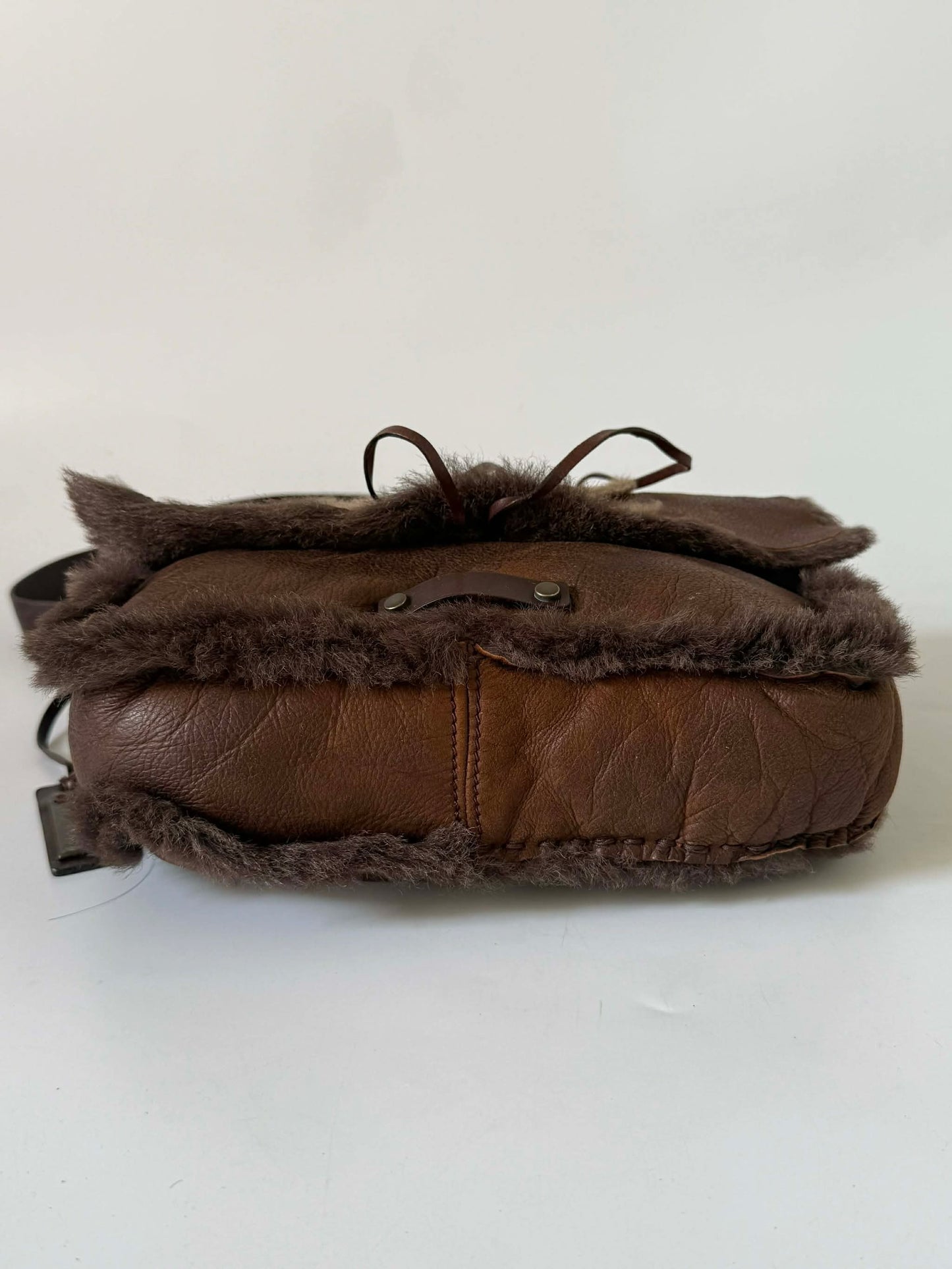 Dolce & Gabbana Brown Suede Butterfly Embellished Flap Bag