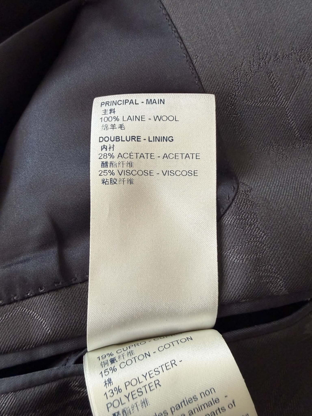 Louis Vuitton Pont Neuf Jacquard Script Gray Suit