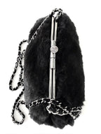 Chanel by Karl Lagerfeld Black Fur Frame Chain Bag