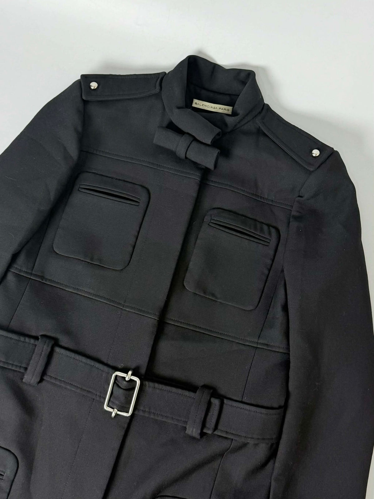 AW2005 Balenciaga Long Premium Wool Black Trench Coat