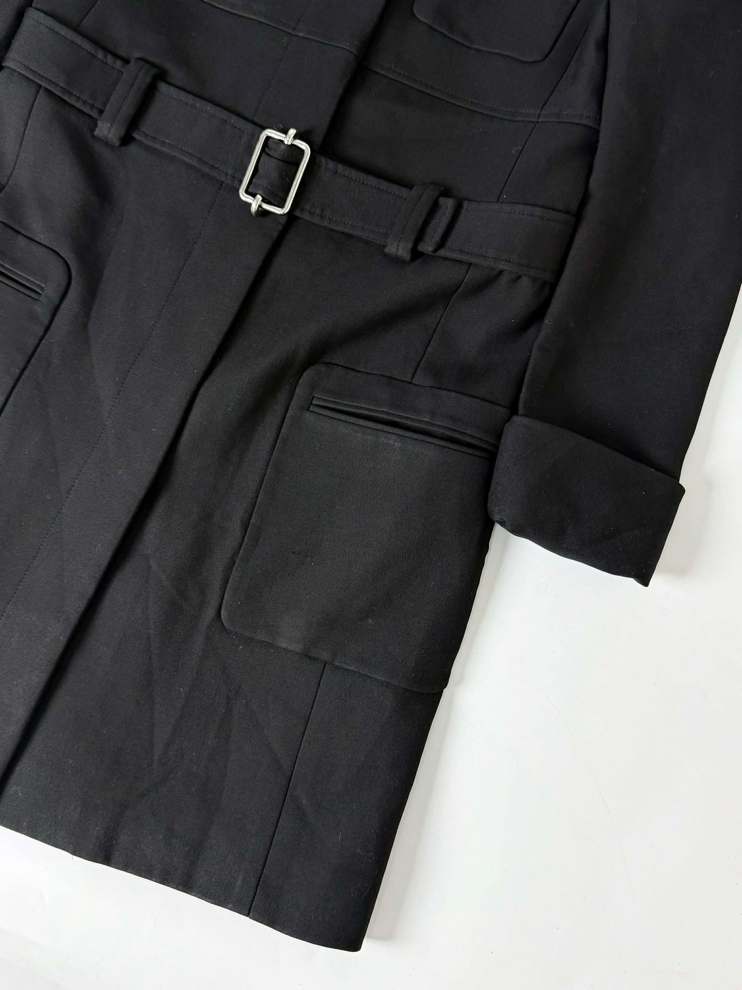 AW2005 Balenciaga Long Premium Wool Black Trench Coat