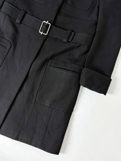 AW2005 Balenciaga Long Premium Wool Black Trench Coat
