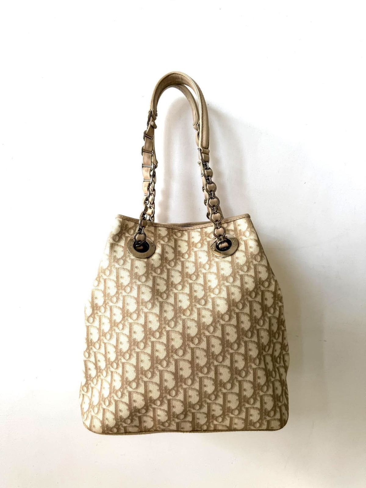 Vintage Christian Dior Trotter Canvas Romantique Chain Tote Bag