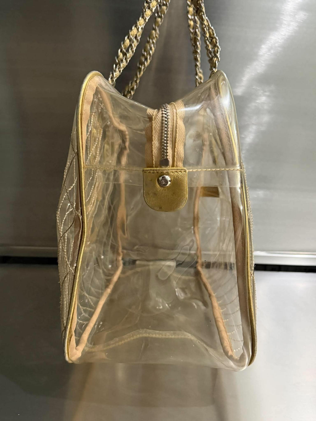 Chanel 1991 VIntage Timeless Naked Clear Transparent Tote