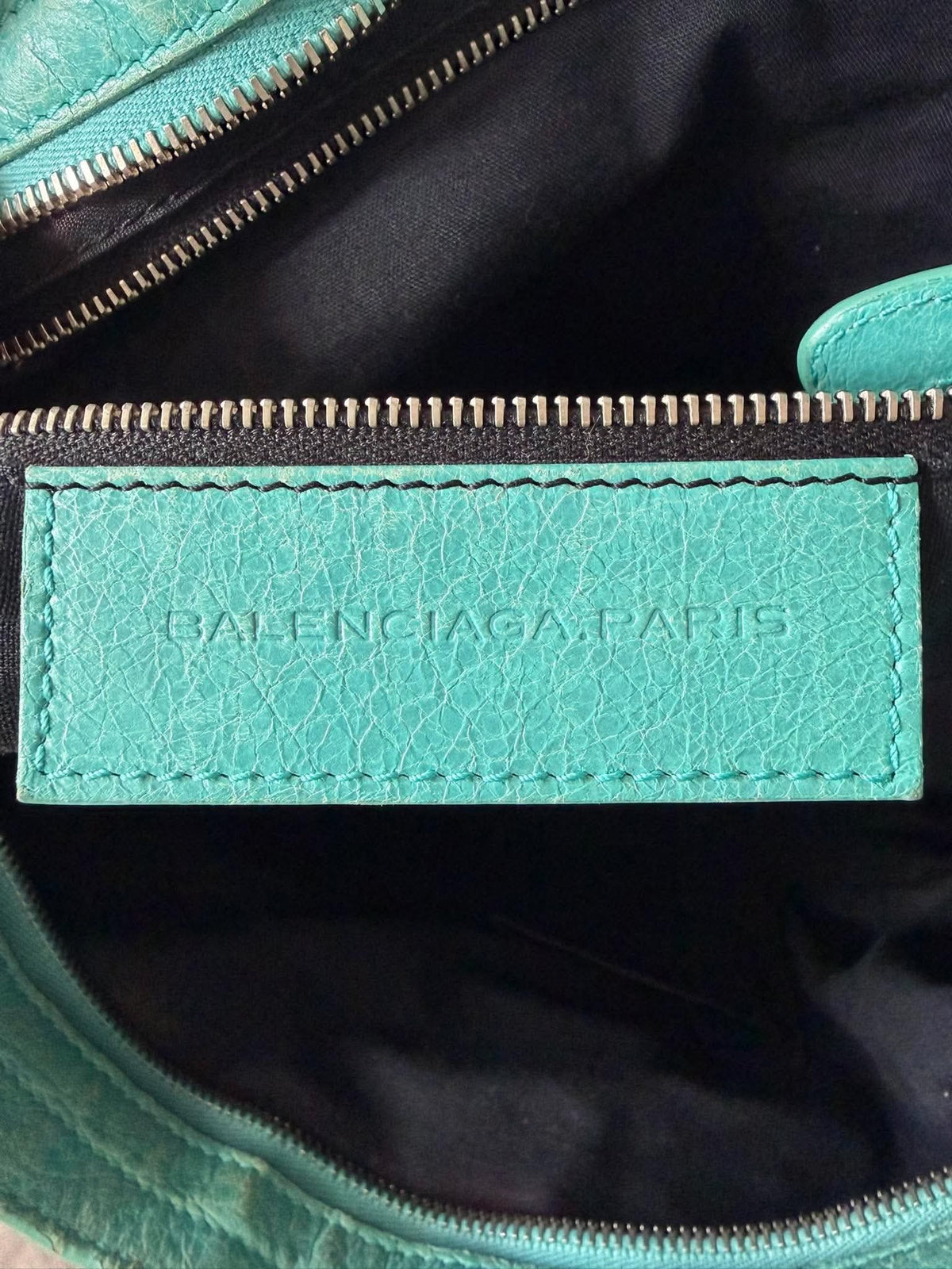 2000’s Balenciaga Torquoise Giant 12 Silver City Bag