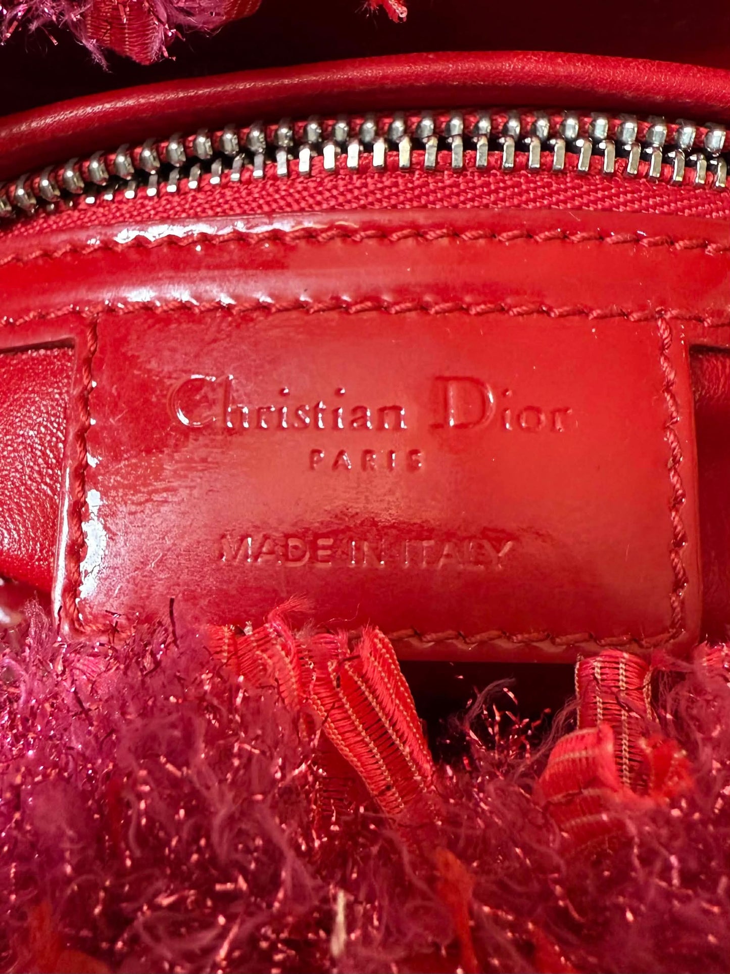 Christian Dior 2012 Tweed Fringe Rhinestone Lady Dior Bag