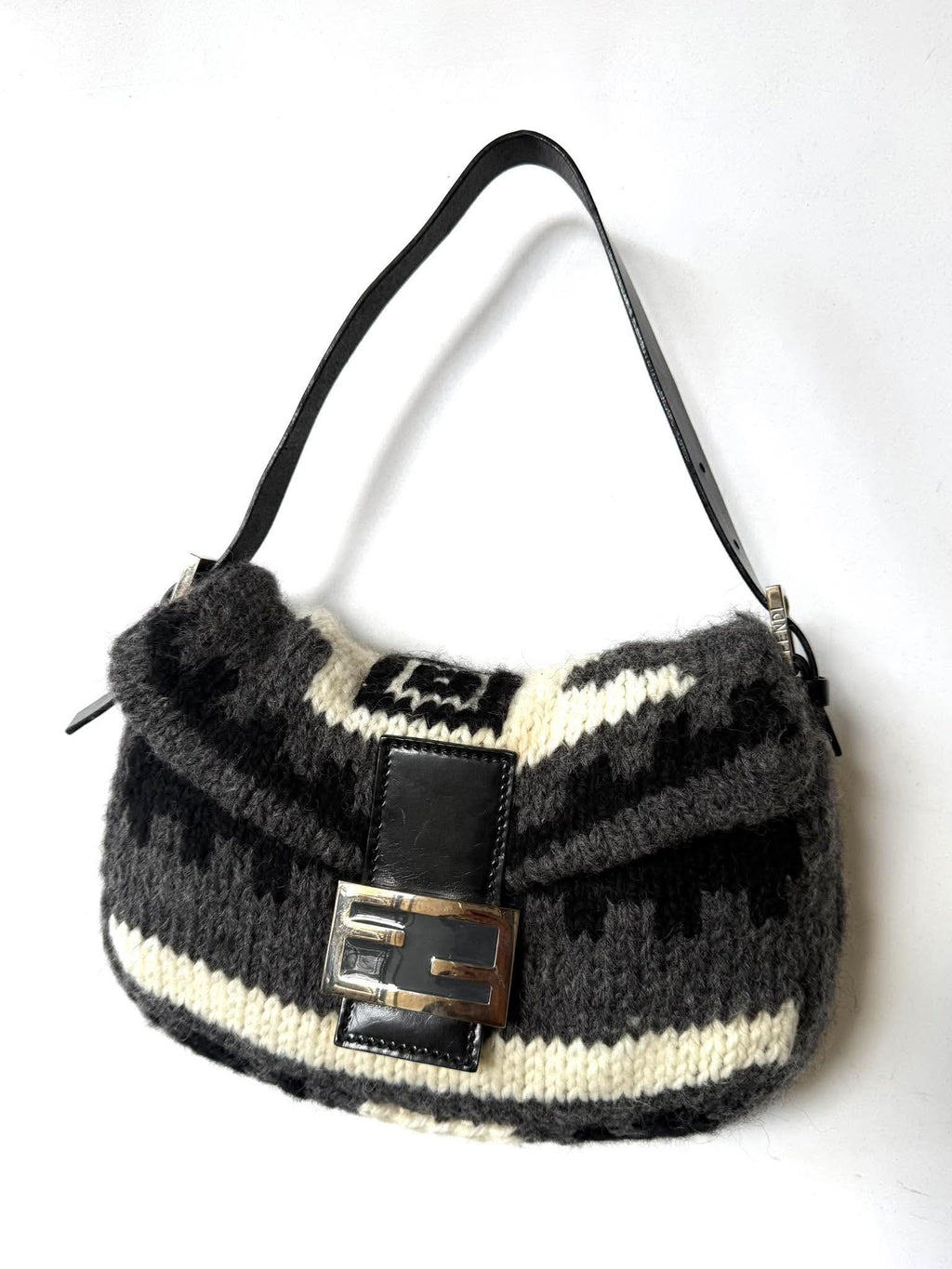 Vintage Fendi F/W1999 Wool Knit Baguette Bag