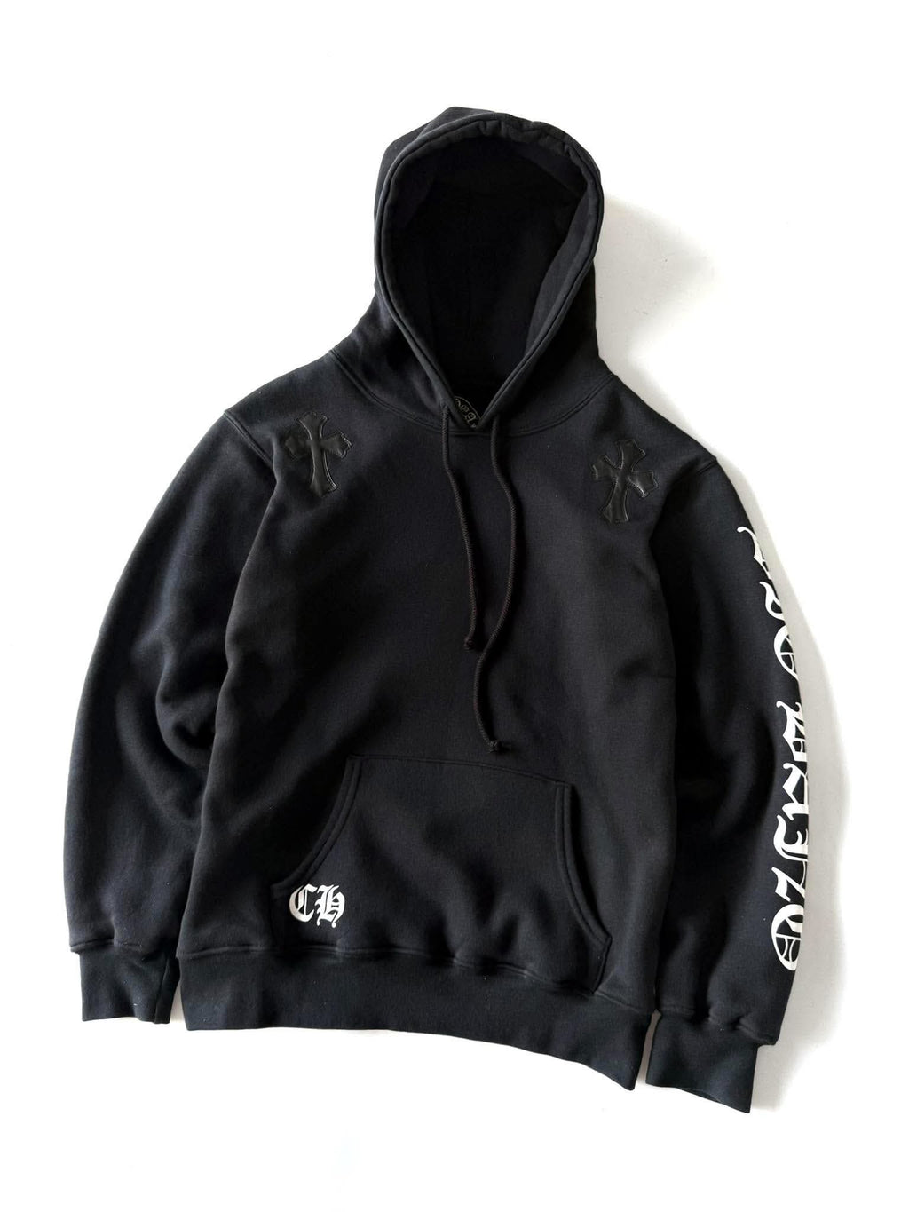 Vintage Chrome Hearts x Big Bang Leather Cross Patch Hoodie