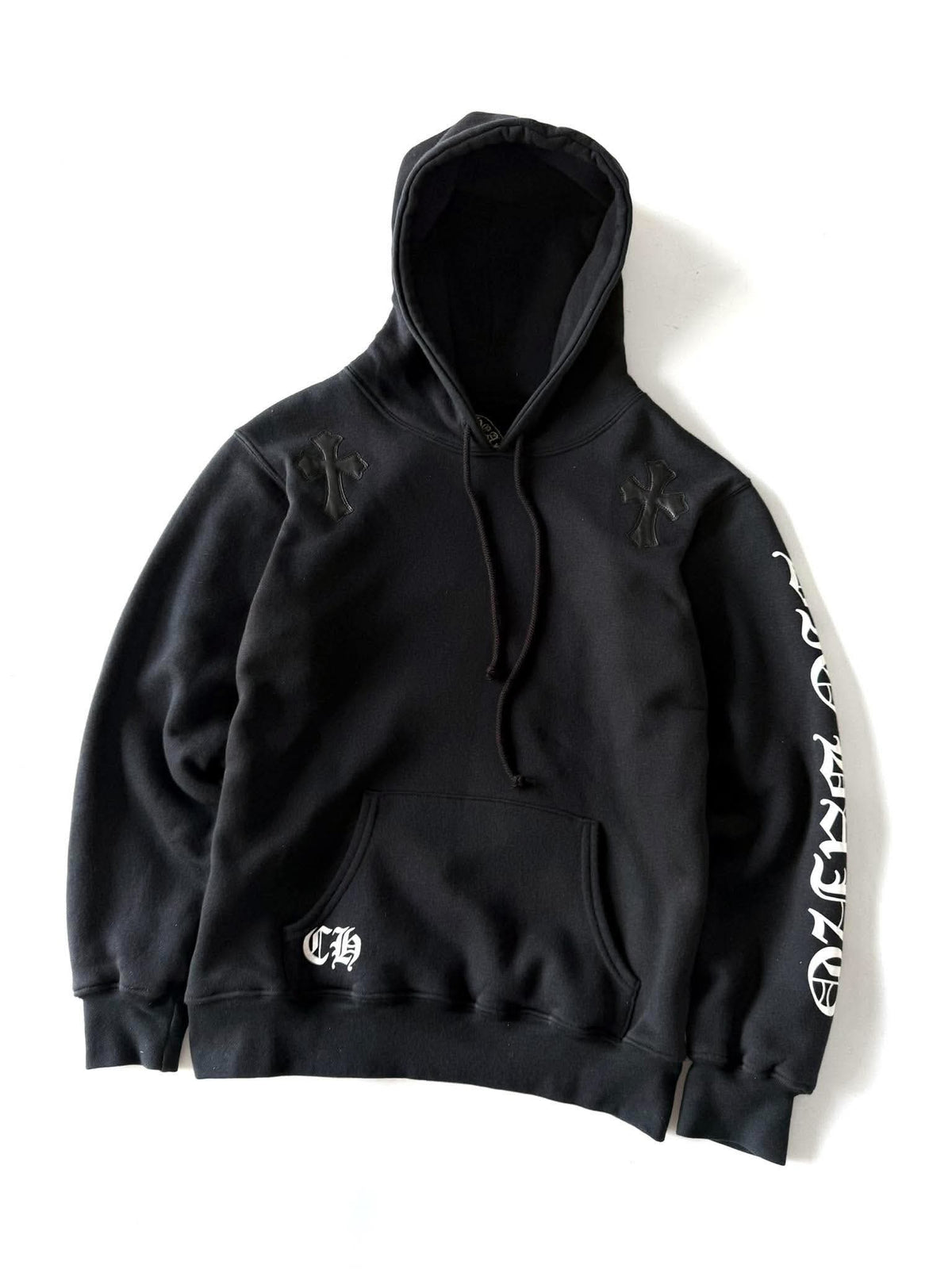 Vintage Chrome Hearts x Big Bang Leather Cross Patch Hoodie