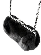 Chanel by Karl Lagerfeld Black Fur Frame Chain Bag