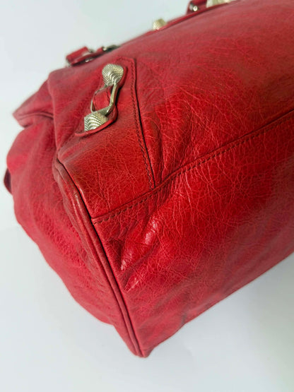 2000’s Balenciaga Ruby Leather Giant 21 Silver Midday Bag