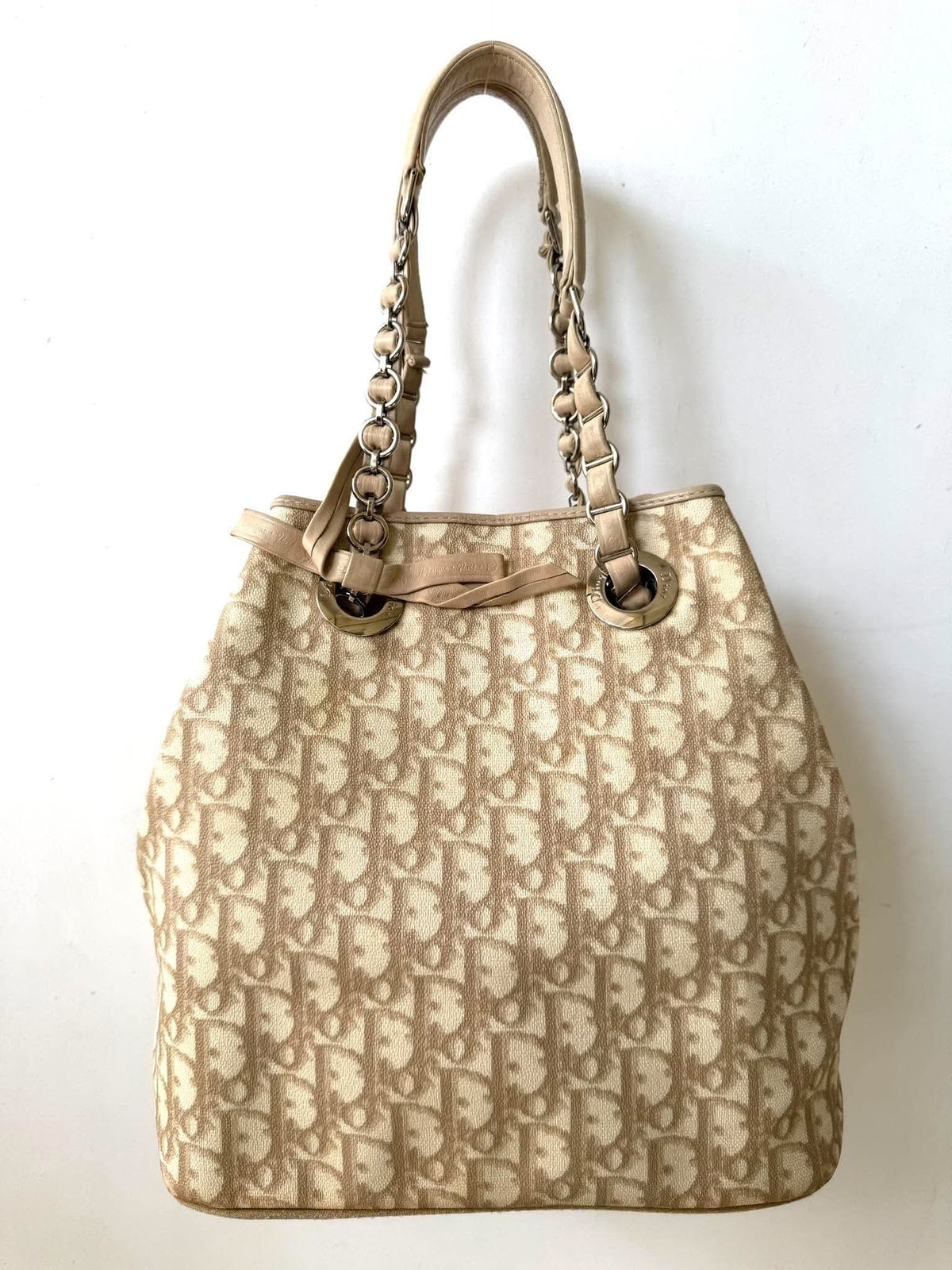 Vintage Christian Dior Trotter Canvas Romantique Chain Tote Bag