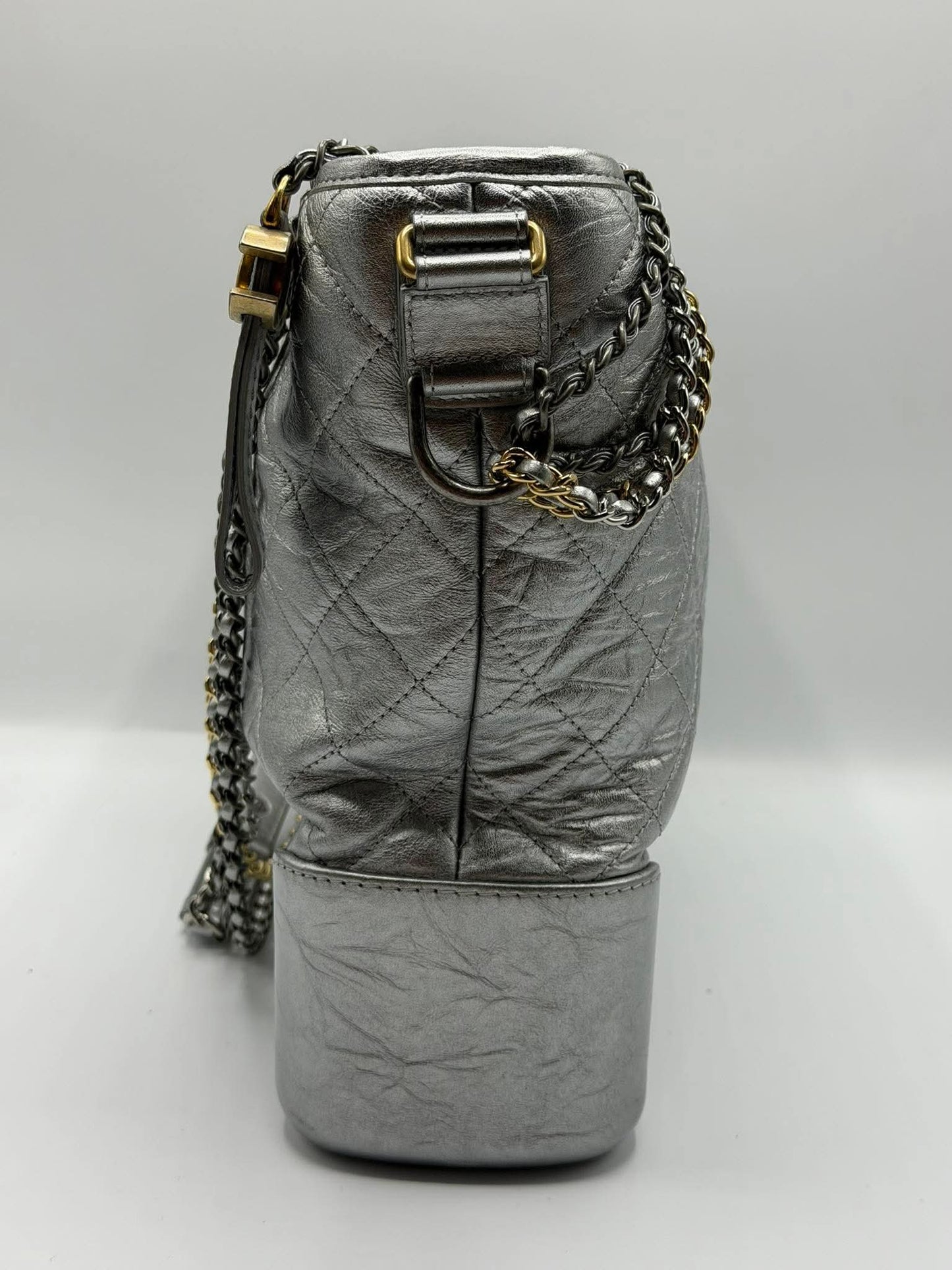Chanel Gabrielle Metallic Silver Hobo Bag
