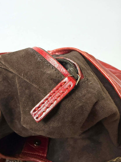 Yves Saint Laurent Red Leather Mombasa Hobo Bag