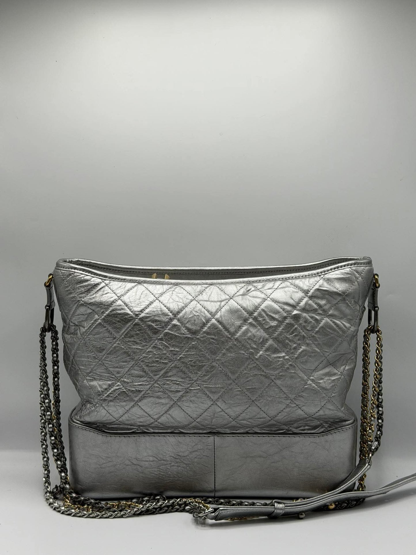 Chanel Gabrielle Metallic Silver Hobo Bag