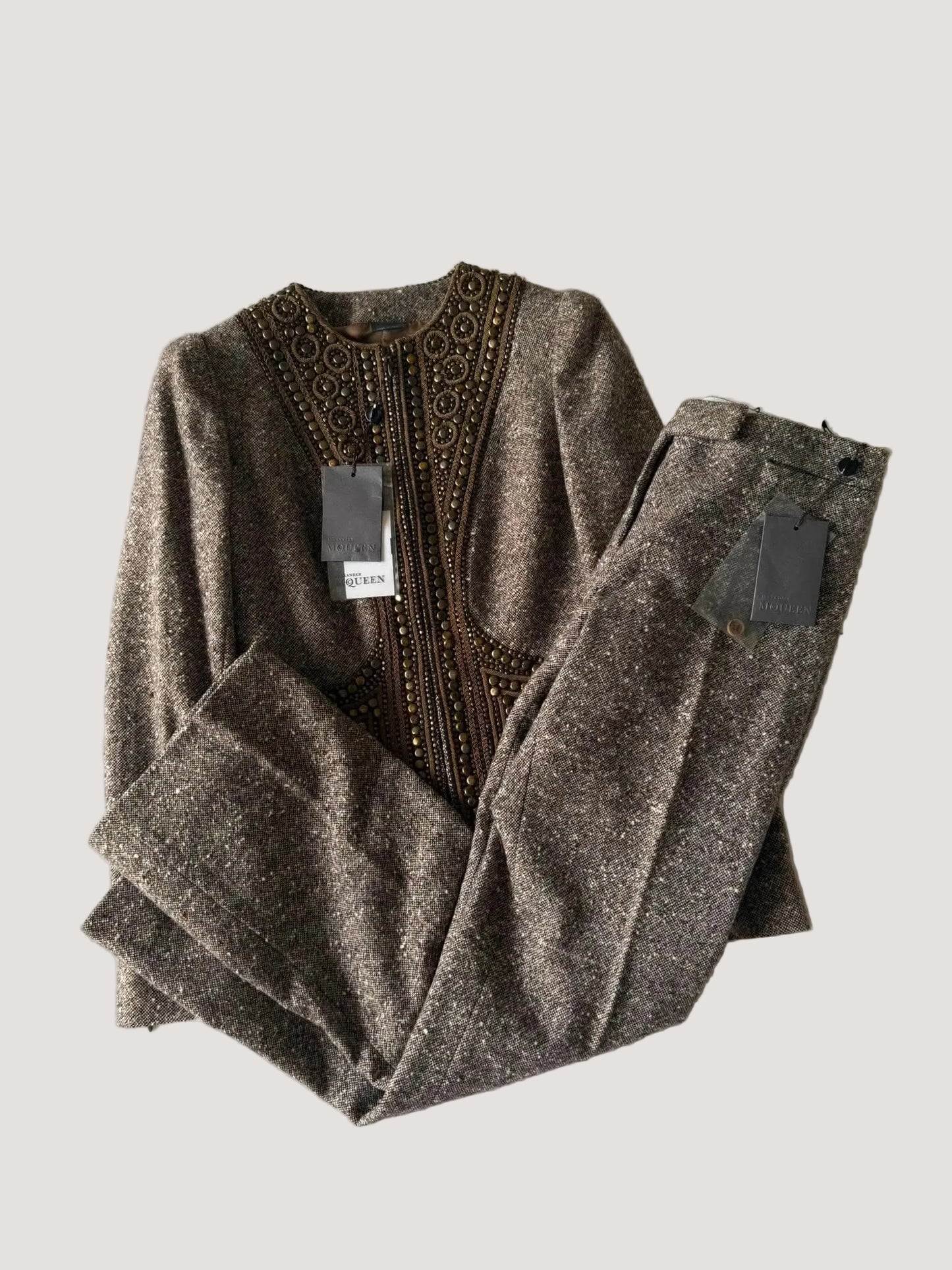 Documented & Rare Alexander McQueen F/W2004 Embellished Tweed Suit