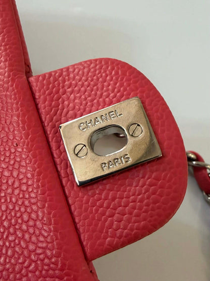 Chanel Pink Quilted Caviar Mini Classic Single Flap Bag