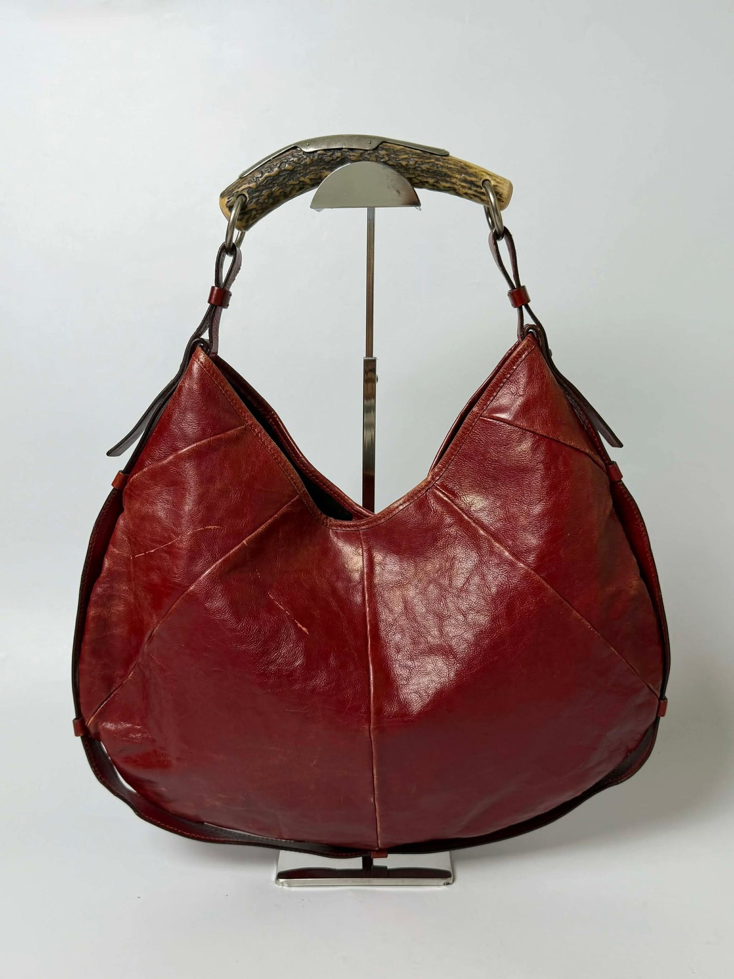 Yves Saint Laurent Red Leather Mombasa Hobo Bag