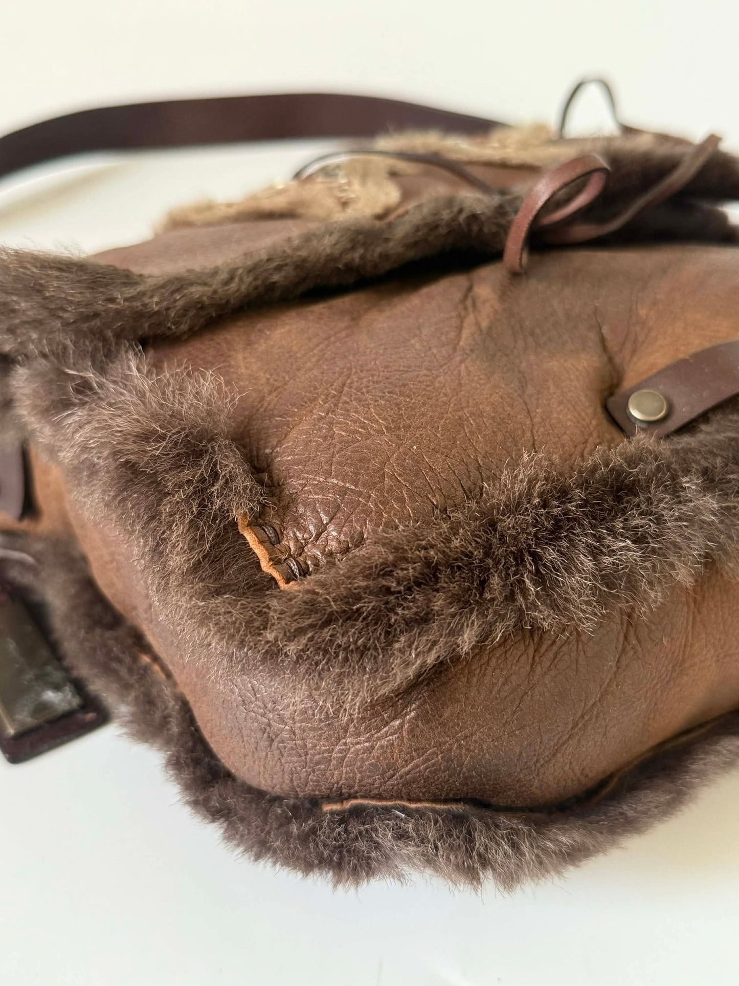 Dolce & Gabbana Brown Suede Butterfly Embellished Flap Bag