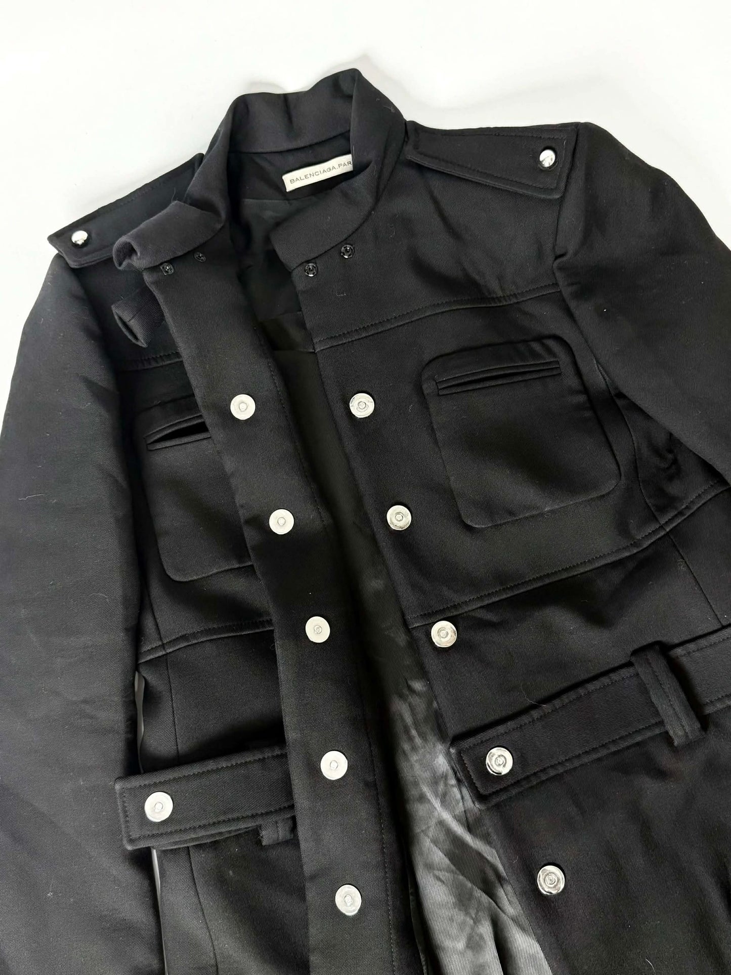 AW2005 Balenciaga Long Premium Wool Black Trench Coat