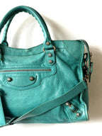 2000’s Balenciaga Torquoise Giant 12 Silver City Bag