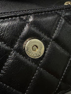 Chanel Black Quilted Maxi Pearls Wallet on Chain Bag