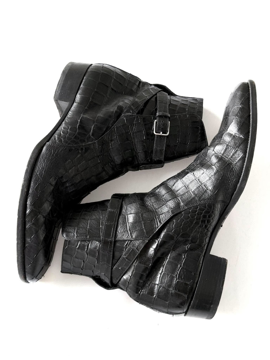Saint Laurent by Hedi Slimane Crocodile Jodhpur Boots