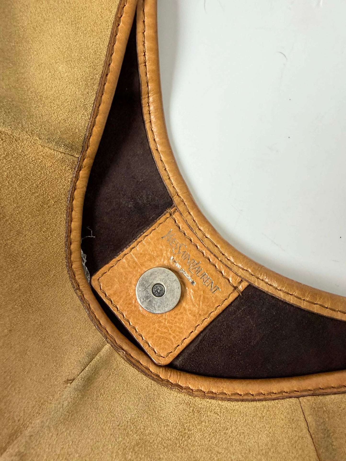 Yves Saint Laurent Taupe Suede Mombasa Hobo Bag