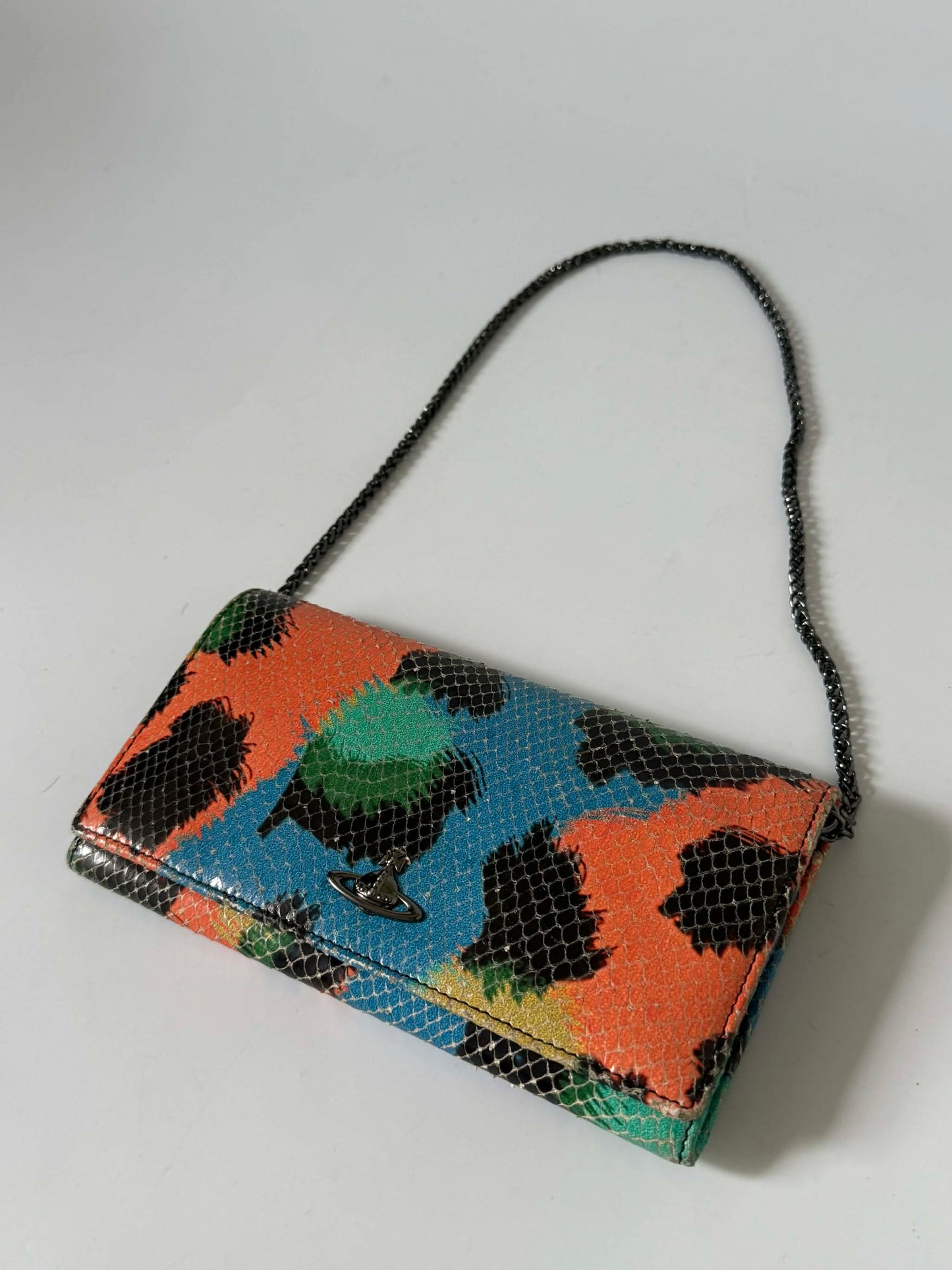 Vivienne Westwood Multicolor Python Skin Chain Shoulder Bag