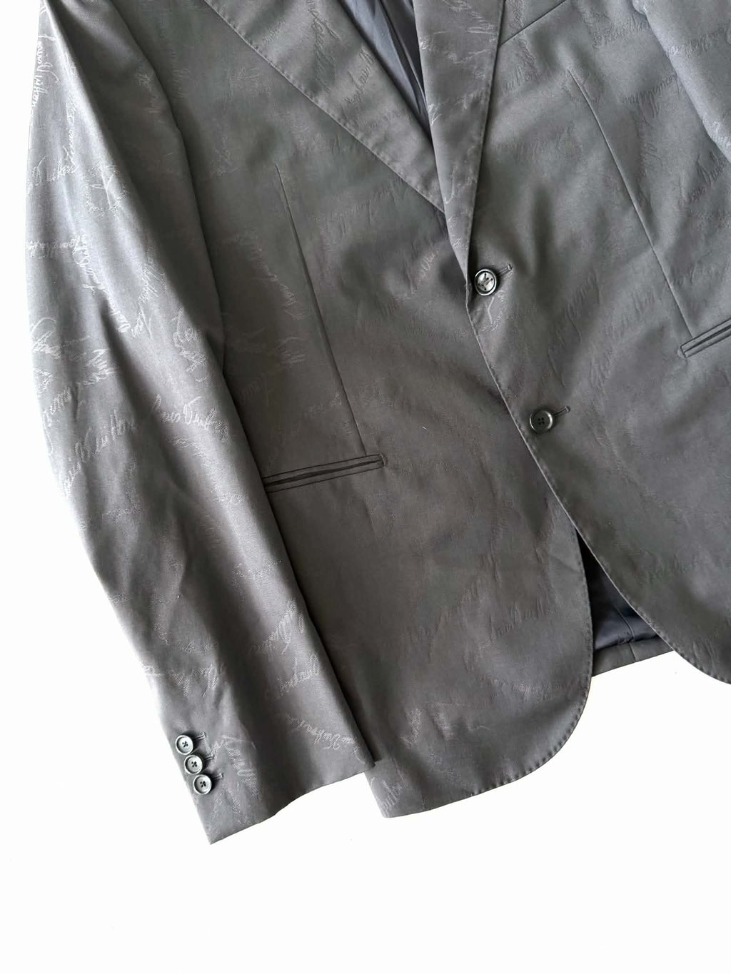 Louis Vuitton Pont Neuf Jacquard Script Gray Suit