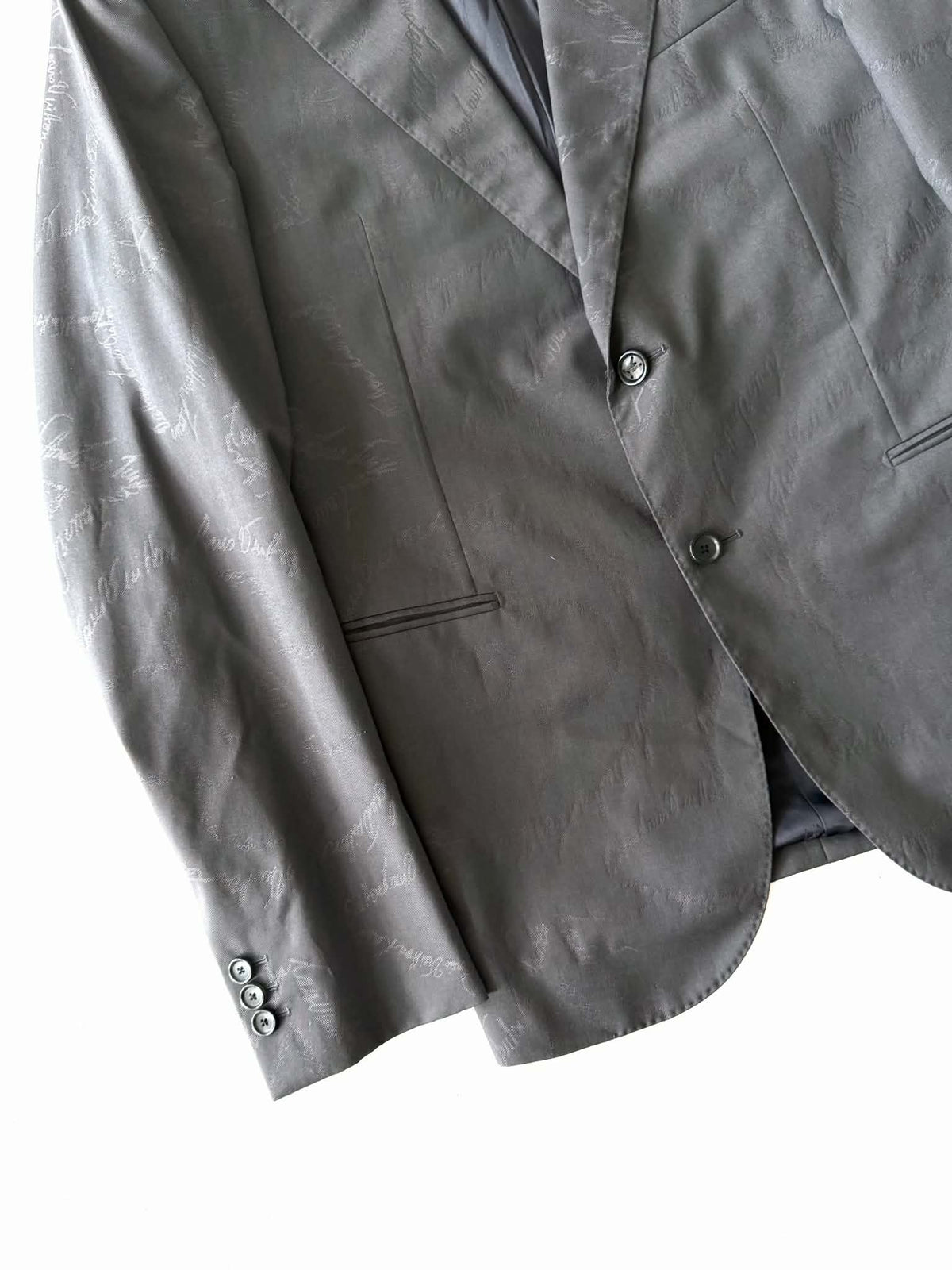 Louis Vuitton Pont Neuf Jacquard Script Gray Suit