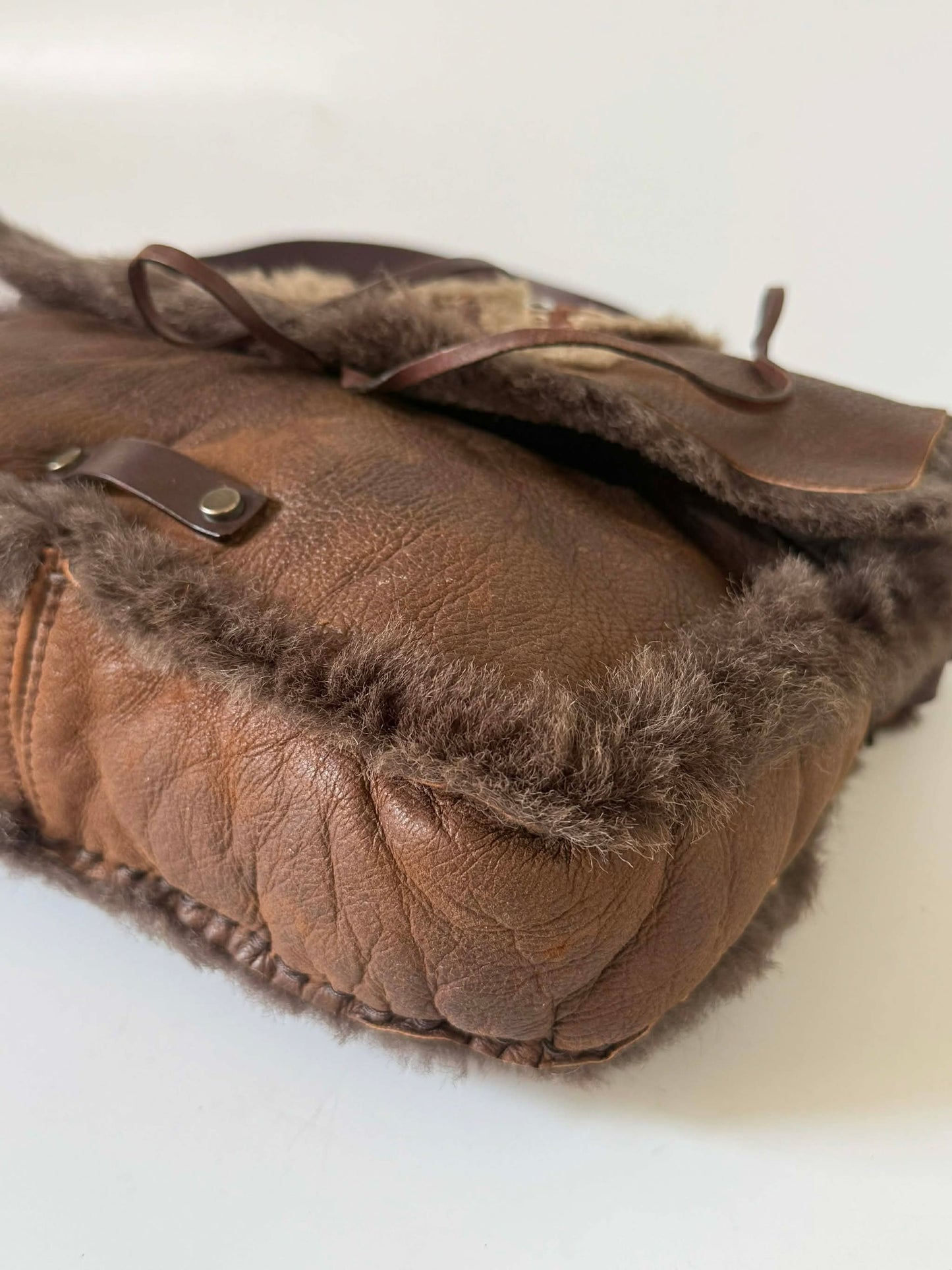 Dolce & Gabbana Brown Suede Butterfly Embellished Flap Bag
